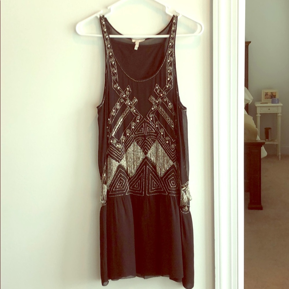 Joie Black and Silver Sequined Party Dress Size S